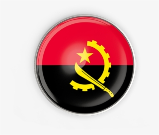 Round Button With Metal Frame - Flag Of Angola