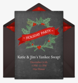 Holiday Chalkboard Wreath Online Invitation - Christmas Tree