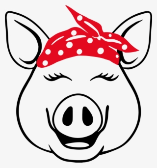 Cute Animal Face Vinyl Decals - Pig With Bandana Svg