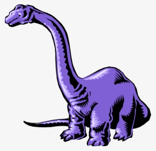 Vector Illustration Of Cartoon Purple Brontosaurus - Dinosaur Clip Art