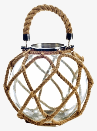 Jute Rope Glass Globe Lantern/candle Holder I - Lantern