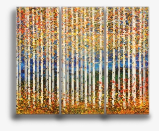 Fall Aspen Trees 3-panel Box Art - Visual Arts