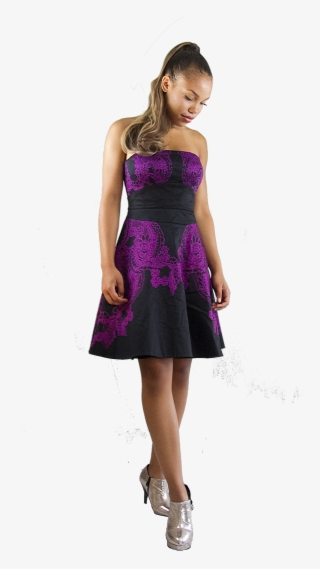 Purple/black Off Shoulder - Cocktail Dress