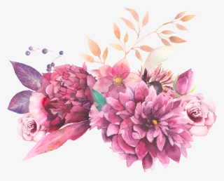 Purple Flower Clipart Painted - Watercolor Clipart Flowers Png