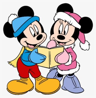 Clip Art Of Mickey And Minnie Mouse Singing Christmas - Mickey And Minnie Mouse Coloring