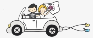 Just Married Car Clipart - Novios En Coche Dibujo