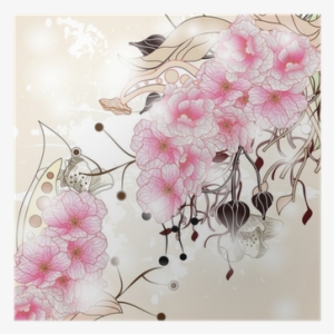 Floral Background With Cherry Blossom Branch Poster - Cherry Blossom