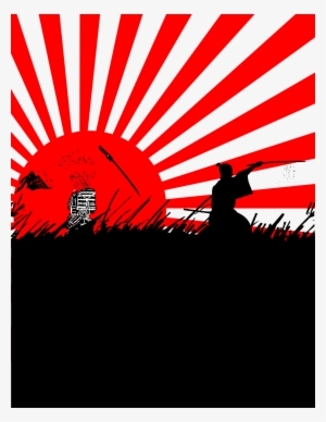 Superior Samurai Flag Beheading His Enemy On A Background - Samurai