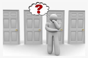 Person Figure Trying To Decide Which Door To Open - Deciding How To Enter The Market