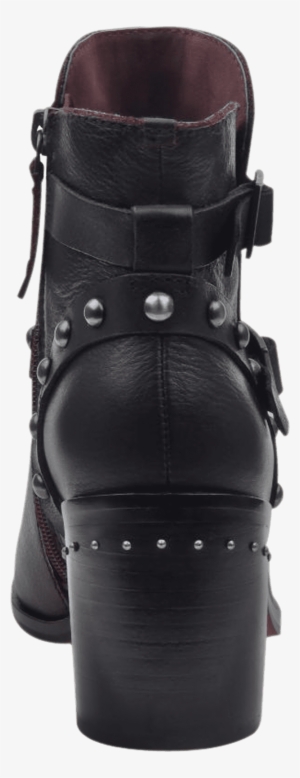Womens Ankle Boot Red Eye In Black Back View - Motorcycle Boot