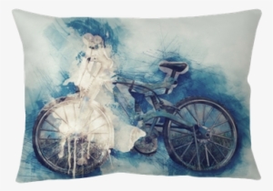 Abstract Bicycle On Watercolor Painting Background - Painting