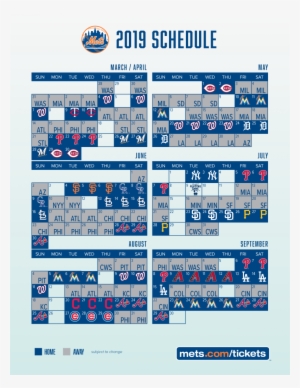 The 2019 Schedule Is Subject To Change - Mlb Mets 2019 Schedule