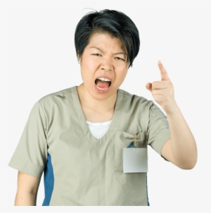 Image Of A Nurse Yelling And Pointing Her Finger - Nursing Incivility