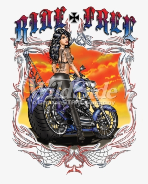 Ride Free With Iron Cross Biker, Tattoo Girl Posing - Tattoo Transparent Biker