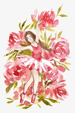 Este Gráficos Es Hand Painted Watercolor Dancing Girl - Ballet
