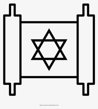 Torah Scroll Coloring Page - Star Of David