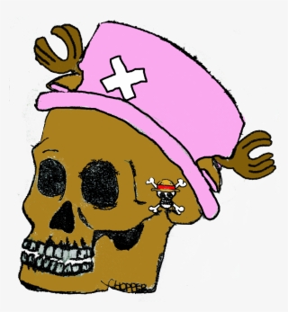 One Piece, Chopper, Skull, Head, Anime, Pink, Drawing, - Skull
