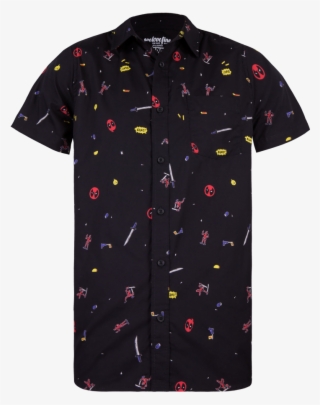 Deadpool Hand Drawn Woven Button Up - Polo Shirt