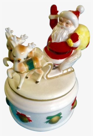 Vintage Lefton Christmas Santa Claus Sleigh & Reindeer - Figurine