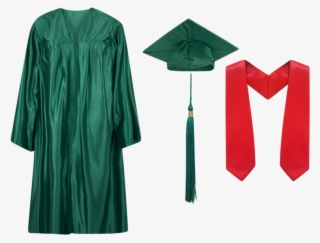 Medium Green - Cap Gown And Tassel