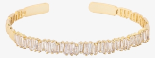 Silver Lining Gold Baguette Crystal Cuff - Bracelet
