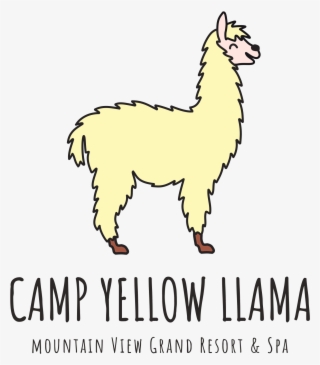 Camp Yellow Llama Logo - Drawing Alpacas