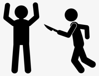 Raising Hands Lifted By Knife - Robbery Pictogram