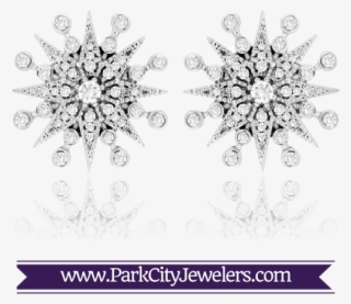 Diamond Starburst Snowflake Earrings - Diamond