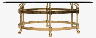 Image Of Brass & Glass Coffee Table With Swan Heads - Brass And Glass Coffee Table