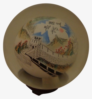 Art Glass Paperweight Reverse Painted Great Wall Of - Porcelain