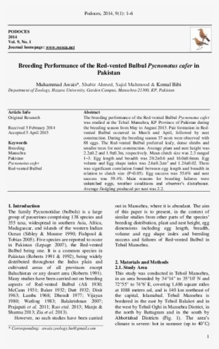 Breeding Performance Of The Red-vented Bulbul Pycnonotus - Document