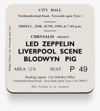Led Zeppelin Blodwyn Pig Newcastle City Hall Ticket - Cartoon Secretary