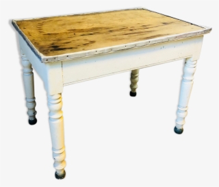 Table With Border In Zinc, White Feet And Wood - Coffee Table
