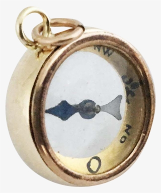1890s Antique French Transparent 9ct Gold Compass Fob - Locket