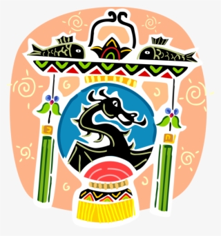 Vector Illustration Of Chinese Dragon Boat Or Duanwu