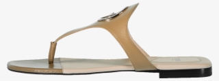 Fendi F Logo Leather Thong In Toast - Flip-flops