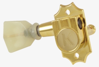 Kluson, Revolution G Mount, Pearloid Button, 3/side - Brass