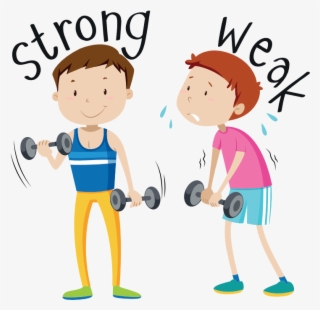 Strong Vs Weak, Life Vs Live - Strong And Weak Cartoon