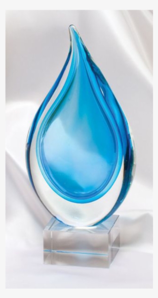 Glass Art Aqua Teardrop Award G542 - Glass Sculpture