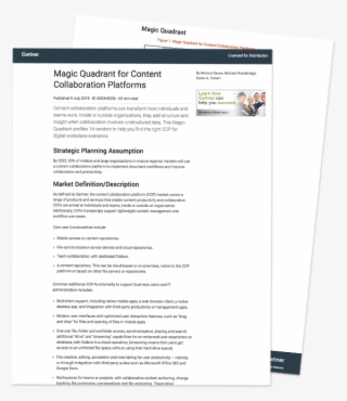 Gartner Content Collaboration Platforms Magic Quadrant - Citrix Gartner 2018