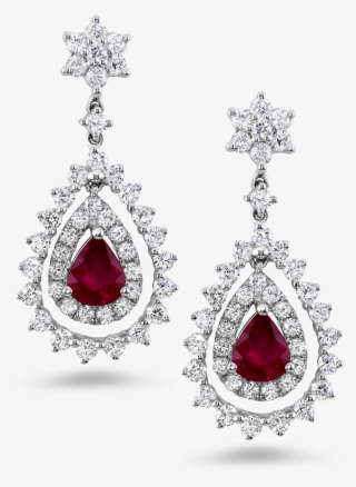 18 Crt 0,65 Crt Diamonds-0,90 Crt Ruby - Diamond Earring Jewellery Png