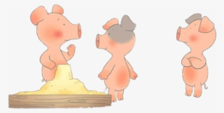 Wibbly Pig And Two Friends Near The Sandpit - Cartoon