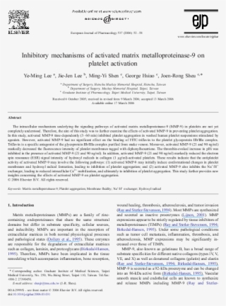 Inhibitory Mechanisms Of Activated Matrix Metalloproteinase-9 - Document