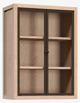 Coquo Radix White Oak Solid Wood Modular 2 Glass Doors - Pensile Vetro E Metallo
