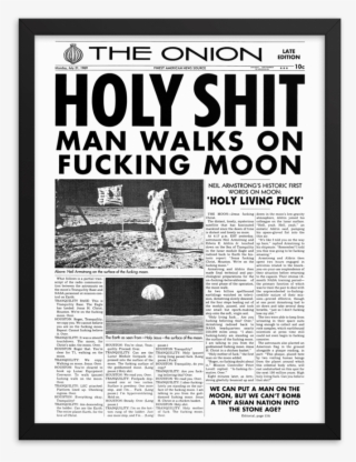 Framed 'man Walks On Moon' Front Page Poster From The - Moon