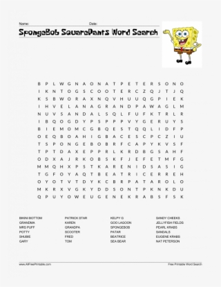 New Spongebob Word Search Free Squarepants Templates - Volcano Word Search Words
