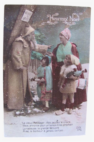 Tinted French Real Photo Christmas Postcard, Santa - Santa Claus
