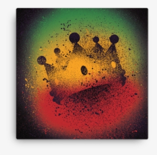 Kings Crown Green Gold Red Sprayed Stencil Art Canvas - Painting
