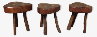 Lot Of Three Massive Wooden Log Stools - Stool