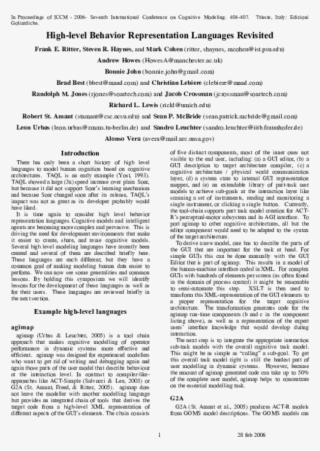 High-level Behavior Representation Languages Revisited - Document